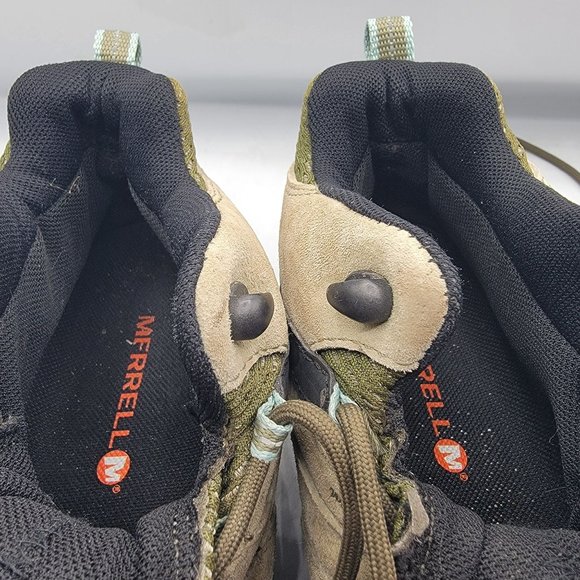 Merrell Dusty Olive Womens 7.5 Tan Boots Waterproof Hiking Camping Summer J12764 - Picture 11 of 13